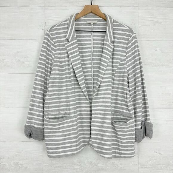 Stitch Fitch Skies Are Blue Blazer Jacket XXL Striped Gray Open Front Pockets - Picture 1 of 14